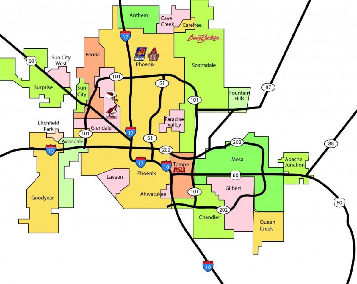 Phoenix metro područje mapu