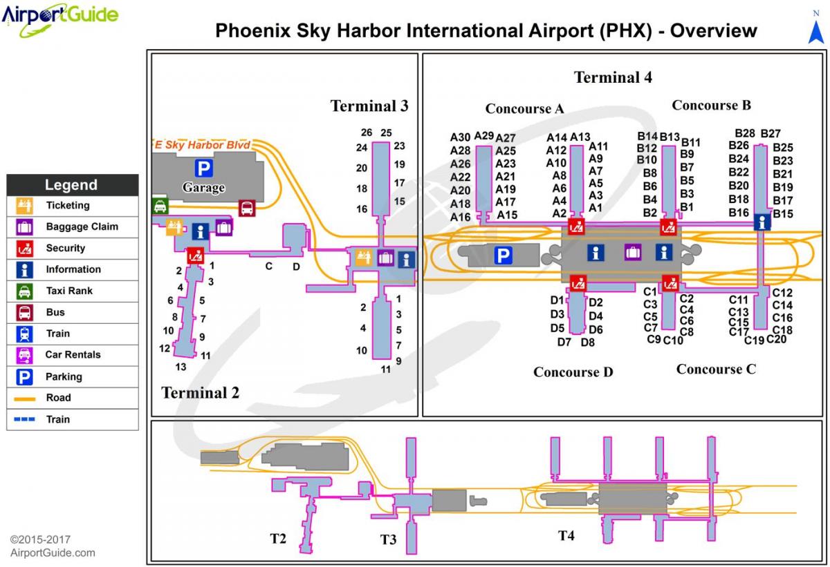 mapa Phoenix nebo harbor aerodrom