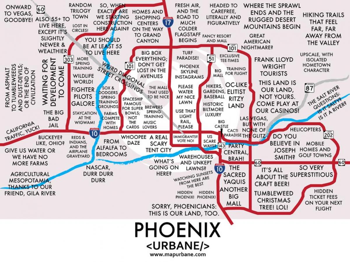 mapa Phoenix predgrađa